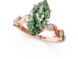 Rose gold Fancy Green Marquise  Solitaire Twisted Band with Prong Setting 2