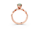 Rose gold Fancy Green Marquise  Solitaire Twisted Band with Prong Setting 4