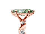 Rose gold Fancy Green Marquise  Solitaire Twisted Band with Prong Setting