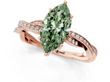 Rose gold Fancy Green Marquise  Solitaire Twisted Pave Diamond Ring with Four-Prong Setting_117