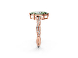 Rose gold Fancy Green Marquise  Solitaire Twisted Pave Diamond Ring with Four-Prong Setting_118
