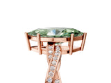 Rose gold Fancy Green Marquise  Solitaire Twisted Pave Diamond Ring with Four-Prong Setting_121