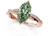 Rose gold Fancy Green Marquise  Solitaire Twisted Pave Diamond Ring with Four-Prong Setting_13