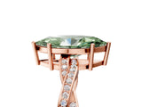 Rose gold Fancy Green Marquise  Solitaire Twisted Pave Diamond Ring with Four-Prong Setting_17
