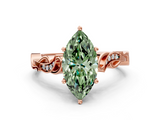 Rose gold Fancy Green Marquise  Solitaire Vine Band with Milgrain Prong Setting_3