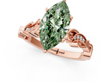 Rose gold Fancy Green Marquise  Solitaire Vine Band with Milgrain Prong Setting_4