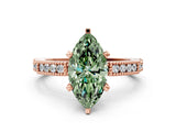 Rose gold Fancy Green Marquise  Solitaire with Pavé Band and Four-Prong Setting_324
