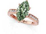 Rose gold Fancy Green Marquise  Solitaire with Pavé Band and Four-Prong Setting_325