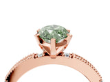 Rose gold Fancy Green Marquise  Solitaire with Pavé Band and Four-Prong Setting_328