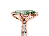 Rose gold Fancy Green Marquise  Solitaire with Pavé Band and Four-Prong Setting_329