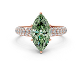 Rose gold Fancy Green Marquise  Solitaire with Pave Band and Four-Prong Setting_3