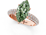 Rose gold Fancy Green Marquise  Solitaire with Pave Band and Four-Prong Setting_4