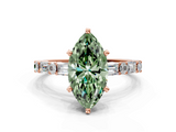 Rose gold Fancy Green Marquise  Solitaire with Side Baguettes and Channel Set Band_38