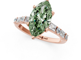 Rose gold Fancy Green Marquise  Solitaire with Side Baguettes and Channel Set Band_39