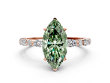 Rose gold Fancy Green Marquise  Solitaire with Side Stones on a Pavé Band and Four-Prong Setting_23