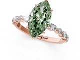 Rose gold Fancy Green Marquise  Solitaire with Side Stones on a Pavé Band and Four-Prong Setting_24