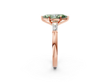 Rose gold Fancy Green Marquise  Solitaire with Tapered Baguette Side Stones on a Classic Band with Four-Prong Setting_121