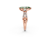 Rose gold Fancy Green Marquise  Three-Stone Diamond Ring with Pavé Split Shank and Four-Prong Setting_81