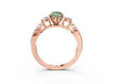 Rose gold Fancy Green Marquise  Three-Stone Diamond Ring with Pavé Split Shank and Four-Prong Setting_82