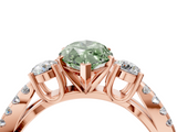Rose gold Fancy Green Marquise  Three-Stone Diamond Ring with Pavé Split Shank and Four-Prong Setting_83