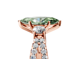 Rose gold Fancy Green Marquise  Three-Stone Diamond Ring with Pavé Split Shank and Four-Prong Setting_84