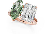 Rose gold Fancy Green Marquise  and Emerald Cut Toi Moi Ring with Prong Setting_46