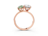Rose gold Fancy Green Marquise  and Emerald Cut Toi Moi Ring with Prong Setting_48