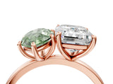 Rose gold Fancy Green Marquise  and Emerald Cut Toi Moi Ring with Prong Setting_49