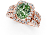Rose gold Fancy Green Oval -Cut Halo Diamond Ring with Split Shank and Four-Prong Setting_89