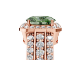 Rose gold Fancy Green Oval -Cut Halo Diamond Ring with Split Shank and Four-Prong Setting_93