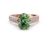 Rose gold Fancy Green Oval  Brilliant Channel-Set Solitaire Ring with Four-Prong Setting_20