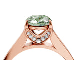 Rose gold Fancy Green Oval  Brilliant Cut Diamond Engagement Ring with Pavé Band and Four-Prong Setting_55