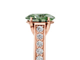 Rose gold Fancy Green Oval  Brilliant Cut Diamond Engagement Ring with Pavé Band and Four-Prong Setting_56