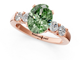 Rose gold Fancy Green Oval  Brilliant Cut Diamond Five-Stone Prong Set Engagement Ring with Channel Band_4