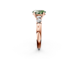 Rose gold Fancy Green Oval  Brilliant Cut Diamond Five-Stone Prong Set Engagement Ring with Channel Band_5