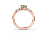 Rose gold Fancy Green Oval  Brilliant Cut Diamond Five-Stone Prong Set Engagement Ring with Channel Band_6