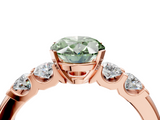 Rose gold Fancy Green Oval  Brilliant Cut Diamond Five-Stone Prong Set Engagement Ring with Channel Band_7