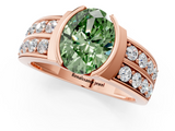Rose gold Fancy Green Oval  Brilliant Diamond Channel Set Wide Band Ring with Bezel Setting_21