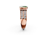 Rose gold Fancy Green Oval  Brilliant Diamond Channel Set Wide Band Ring with Bezel Setting_22