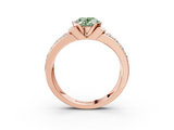 Rose gold Fancy Green Oval  Brilliant Diamond Channel Set Wide Band Ring with Bezel Setting_23
