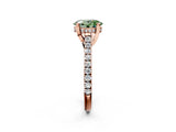 Rose gold Fancy Green Oval  Brilliant Diamond Solitaire with Pavé Band and Four-Prong Setting 3