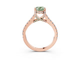 Rose gold Fancy Green Oval  Brilliant Diamond Solitaire with Pavé Band and Four-Prong Setting 4