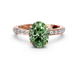 Rose gold Fancy Green Oval  Brilliant Pavé Band Solitaire with Four-Prong Setting_53