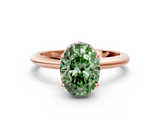 Rose gold Fancy Green Oval  Brilliant Solitaire Engagement Ring with Six-Prong Setting and Classic Band_20