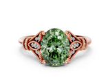 Rose gold Fancy Green Oval  Brilliant Solitaire with Pave Band and Four-Prong Setting_20