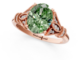 Rose gold Fancy Green Oval  Brilliant Solitaire with Pave Band and Four-Prong Setting_21