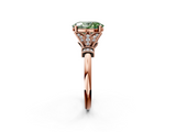 Rose gold Fancy Green Oval  Brilliant Solitaire with Pave Band and Four-Prong Setting_22