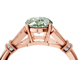 Rose gold Fancy Green Oval  Brilliant Solitaire with Pave Band and Four-Prong Setting_24