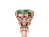 Rose gold Fancy Green Oval  Brilliant Solitaire with Pave Band and Four-Prong Setting_25
