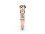 Rose gold Fancy Green Oval  Brilliant Solitaire with Side Stones on a Pave Band and Four-Prong Setting_26